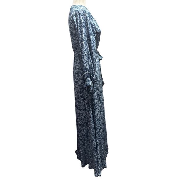 Natalie Martin Danika 100% Silk Wrap Maxi Dress Blue Floral Size M - Picture 4 of 7